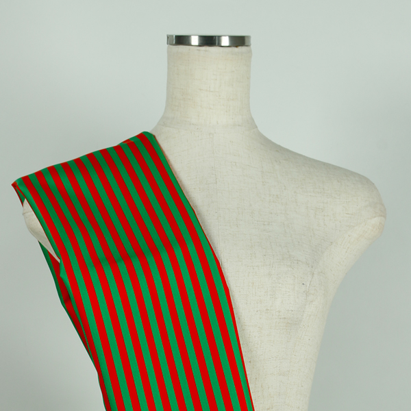 C0645　赤×緑ストライプ柄生地